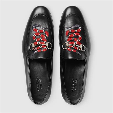 gucci leather loafer kingsnake|Gucci Kingsnake Leather Loafers in Black for Men .